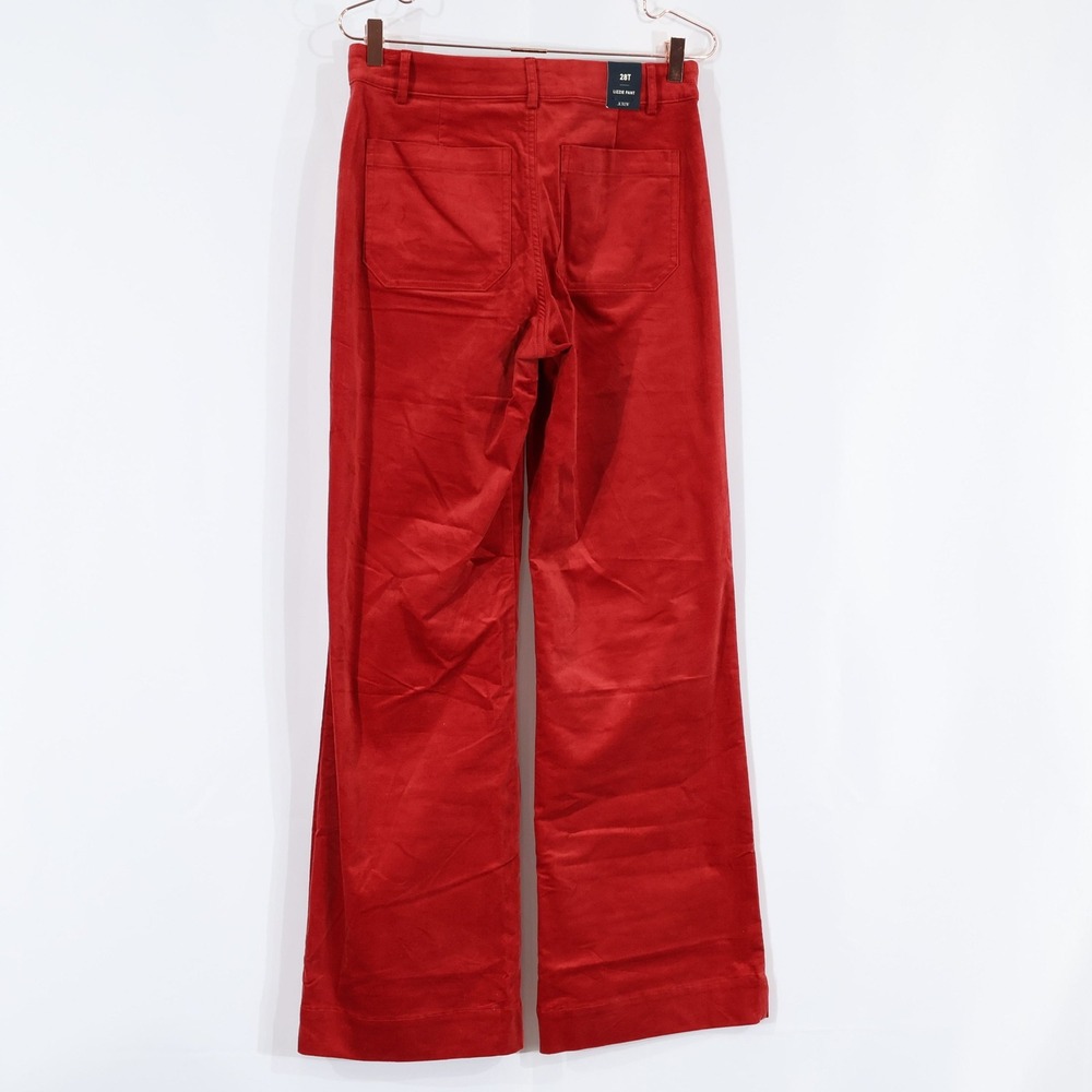 J.Crew Lizzie Pant Women 28T Red Velvet Wide Leg High Rise Patch Pocket $138 NWT - Picture 3 of 15